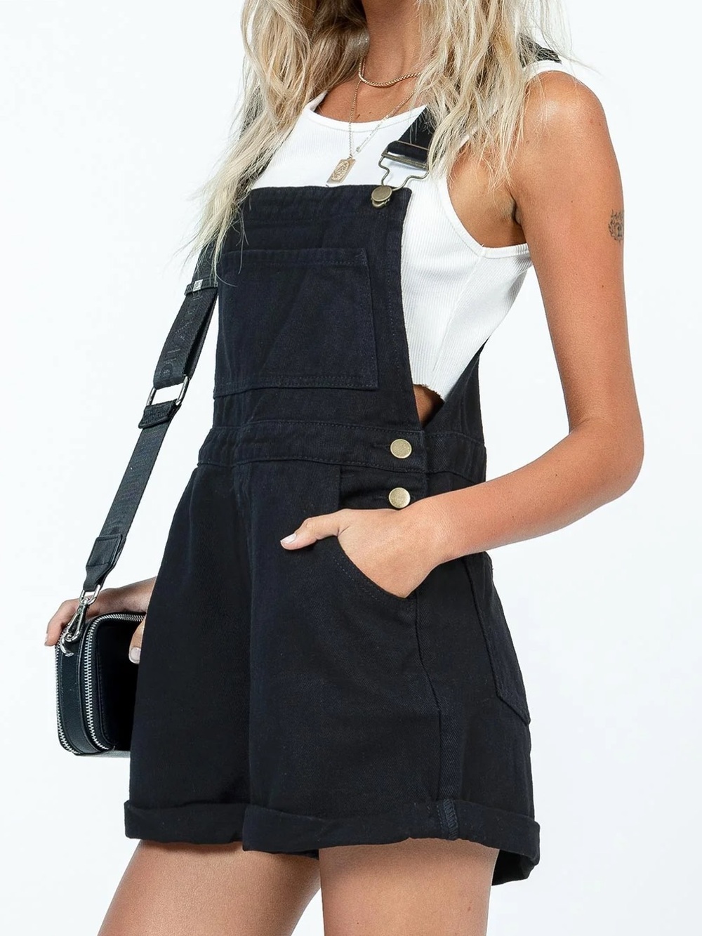 Princess Polly Kacey Short Overalls Black